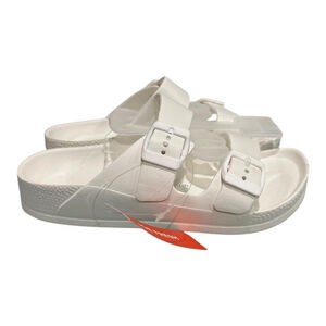 Joe Fresh Sandals Womens Size 6 White Adjustable Strap Slide Shoes Casual